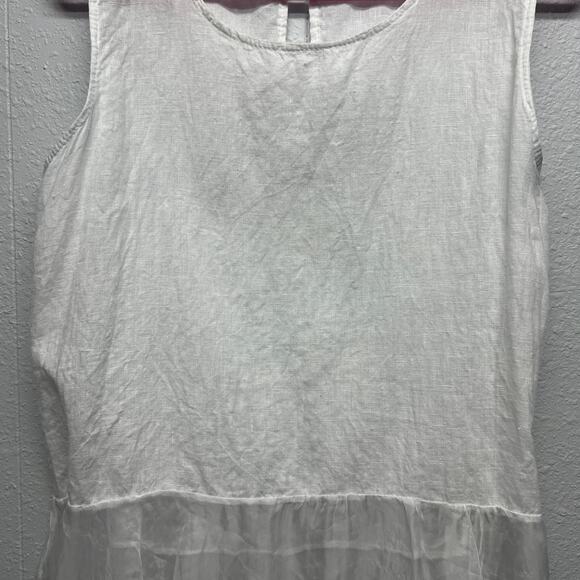 Lungo L'arno Top Womens Small Linen Quiet Luxury Lagenlook Beachy Coastal Boho - Picture 4 of 11